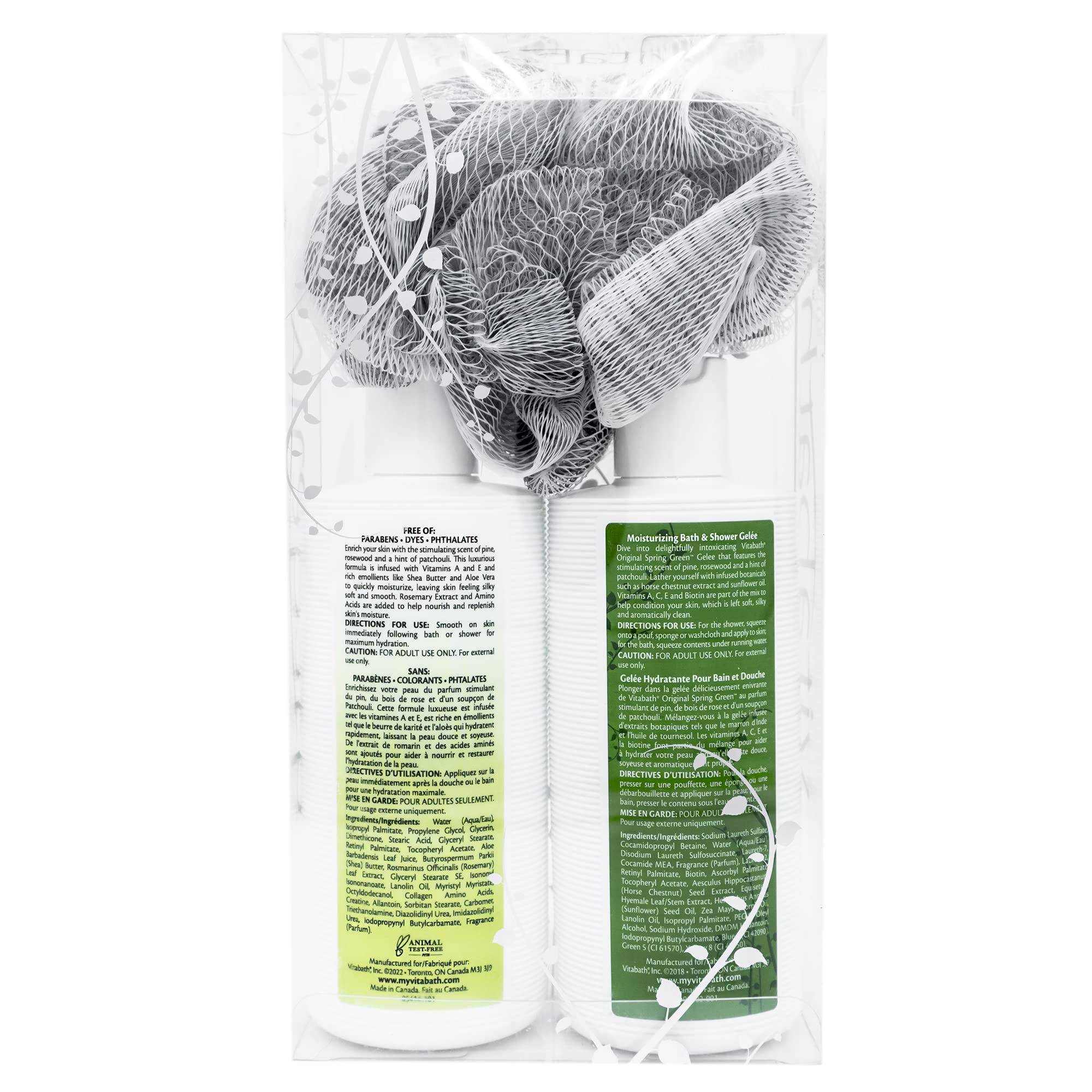 Ingredientes botánicos en Vitabath Original Spring Green para cuidado de la piel.