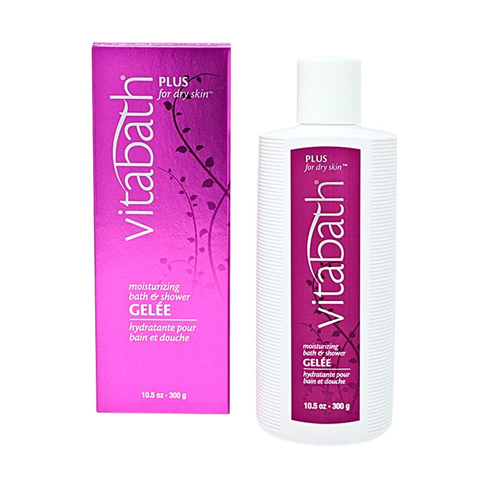 Vitabath Plus bouteille gel douche luxe offrant hydratation délicate pour peau sèche.