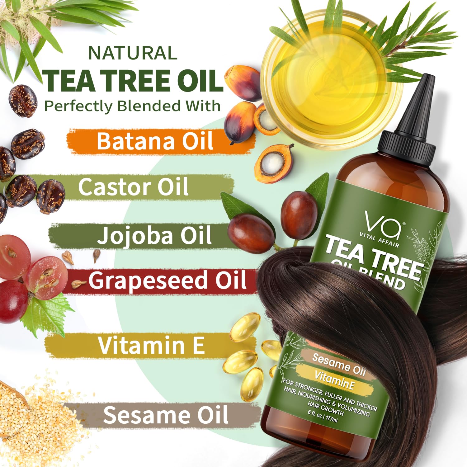 VITAL AFFAIR Aceite árbol de té cabello, estimula folículos para crecimiento potencial