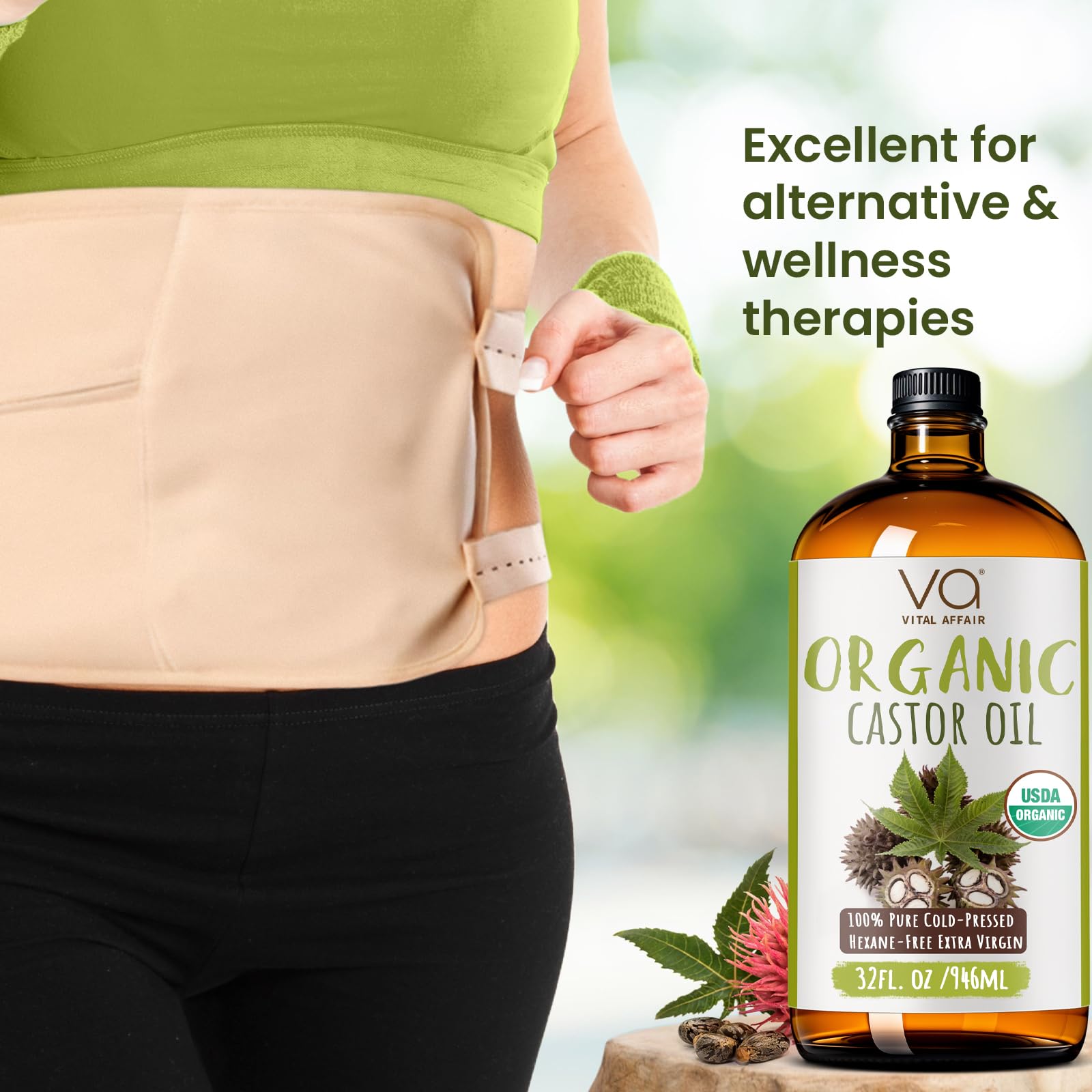 VITAL AFFAIR hidratación facial con aceite de ricino orgánico para piel suave.