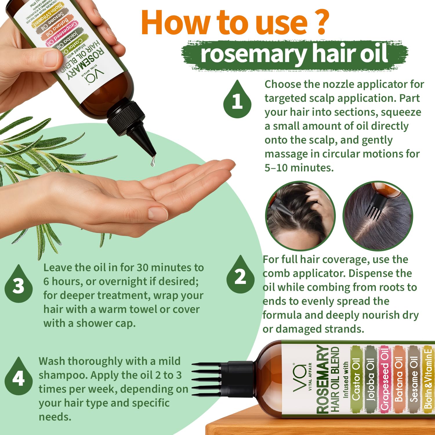 VITAL AFFAIR cabello saludable con aceite de romero para crecimiento