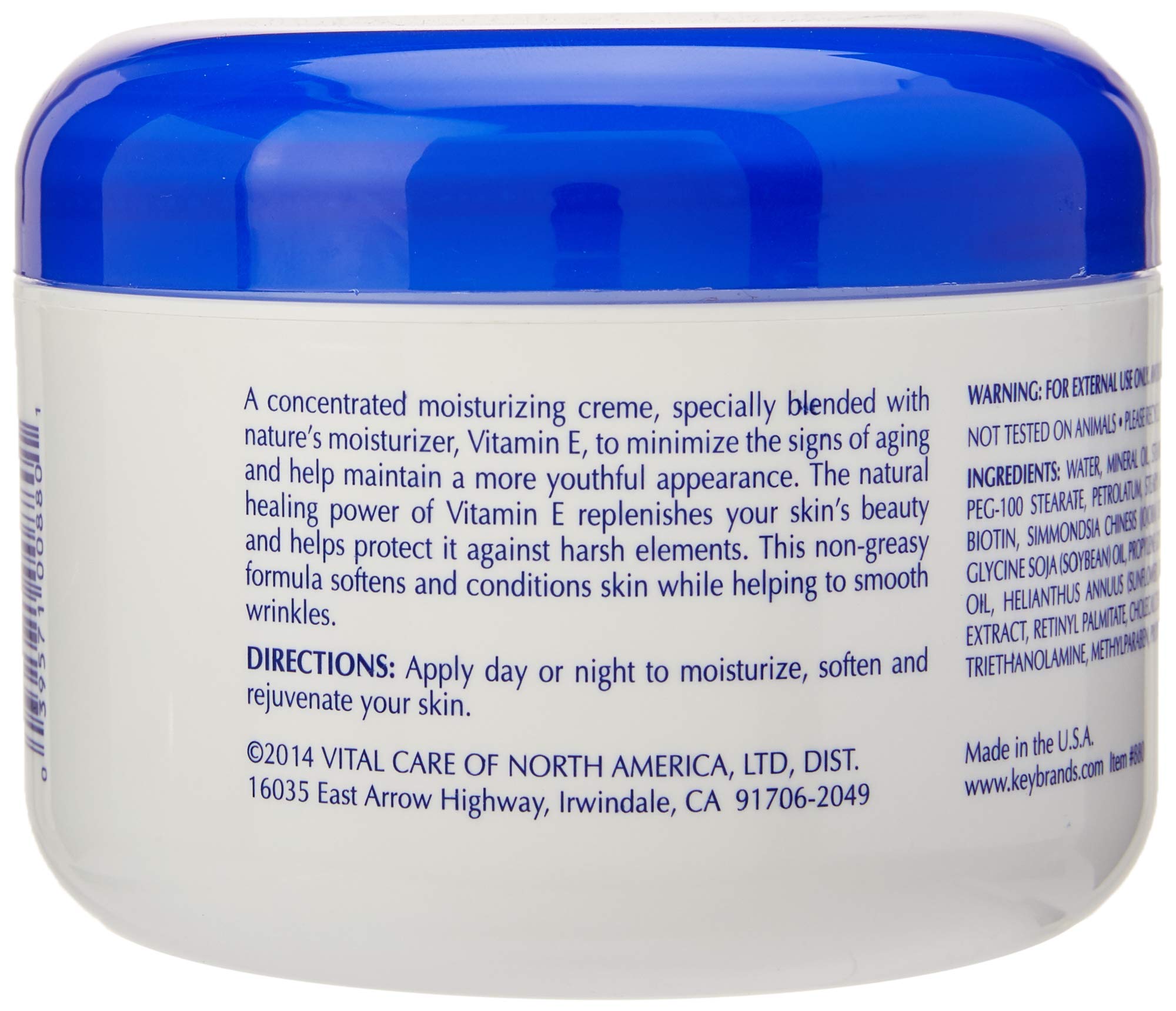 Vital Care Crema Vitamina E, textura cremosa para uso diario