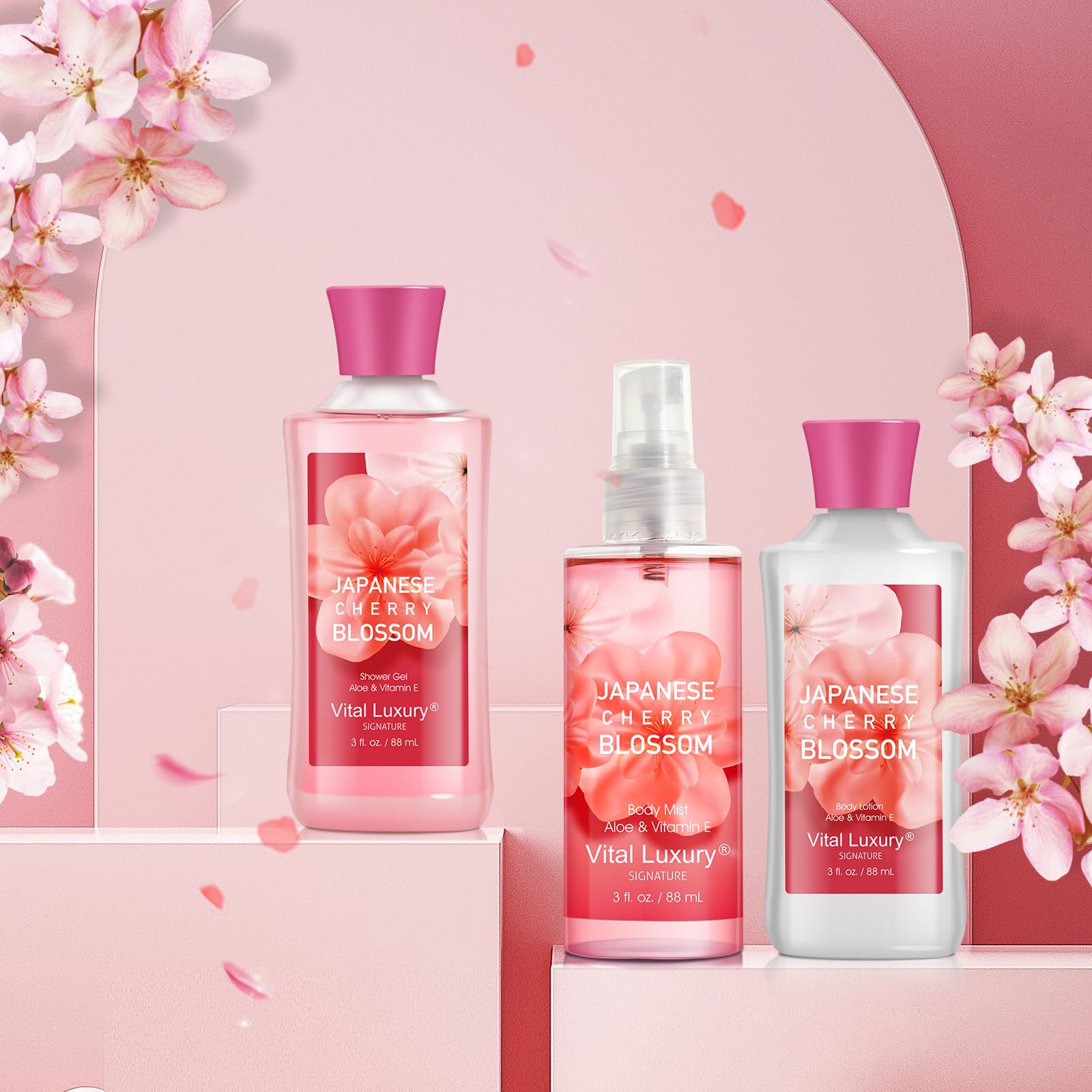 Vital Luxury fragancia de cerezo japonés, aroma floral suave.