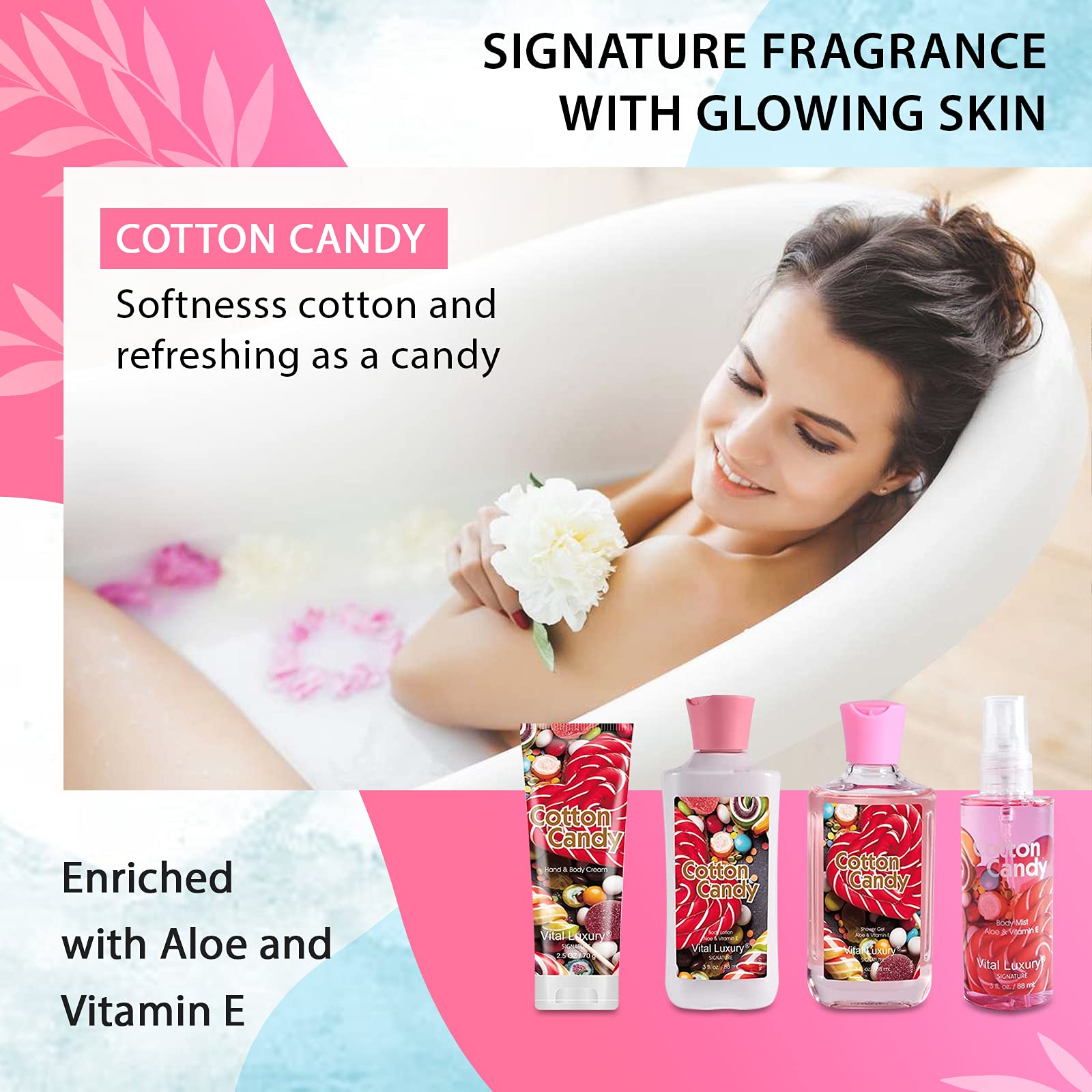 Vital Luxury gel de ducha algodon de azucar, 88 ml, limpieza suave y fragancia