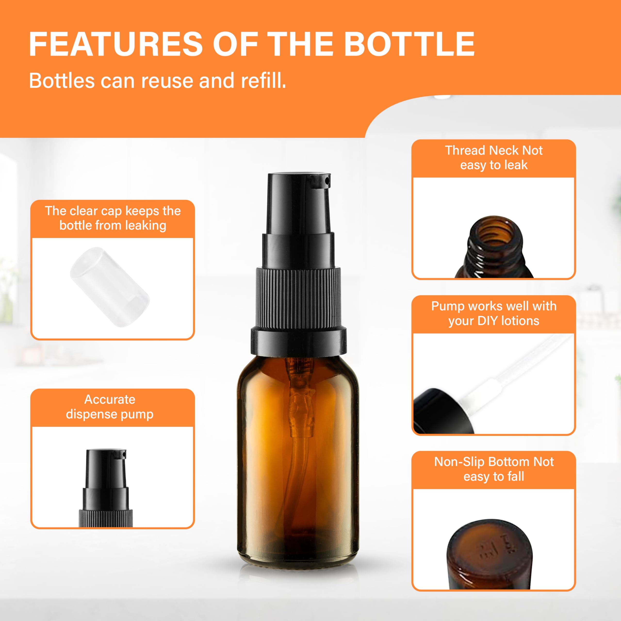 VitalUp botella ámbar 15ml para cremas y lociones