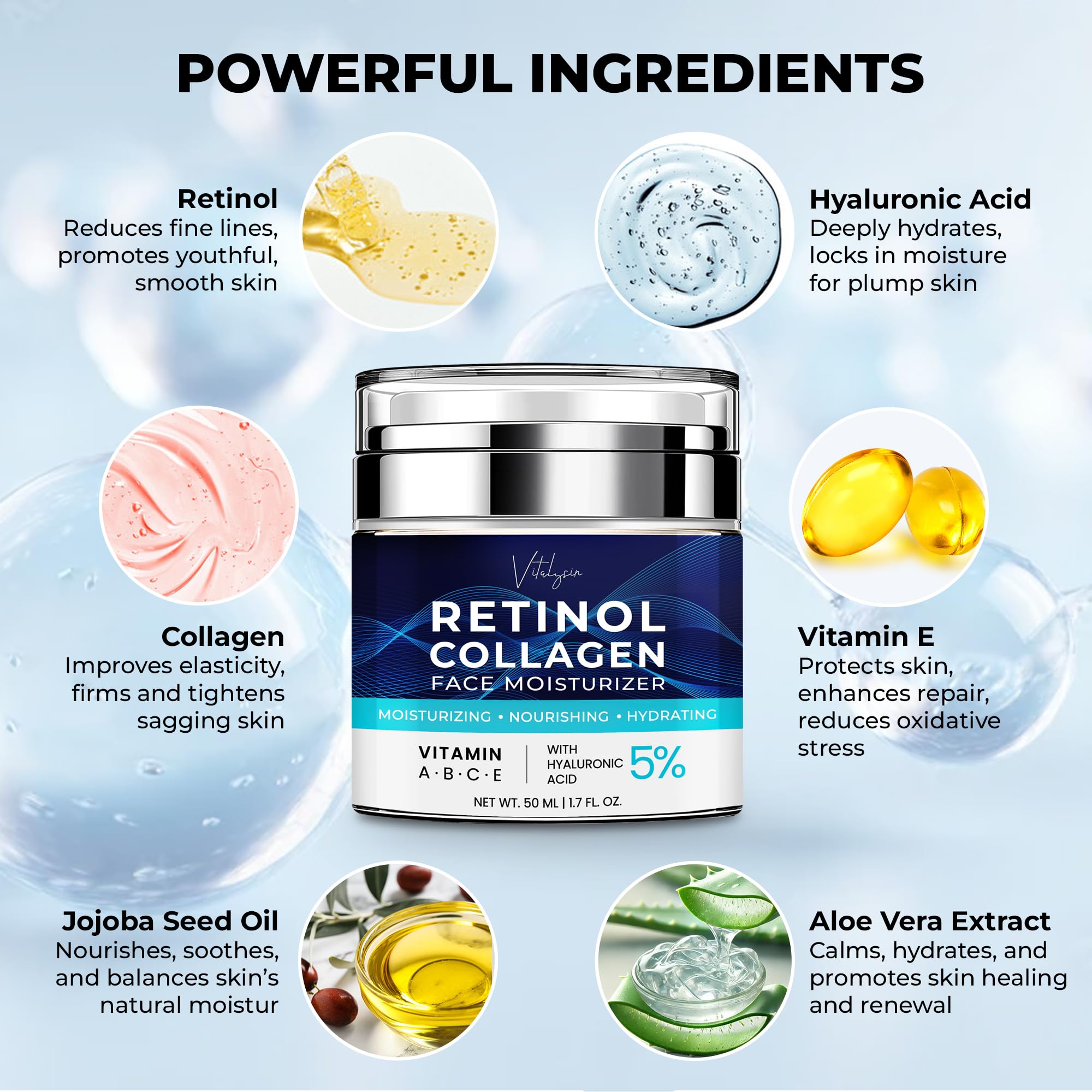 Vitalysin crema facial textura ligera noche, facilita reparación suave durante sueño