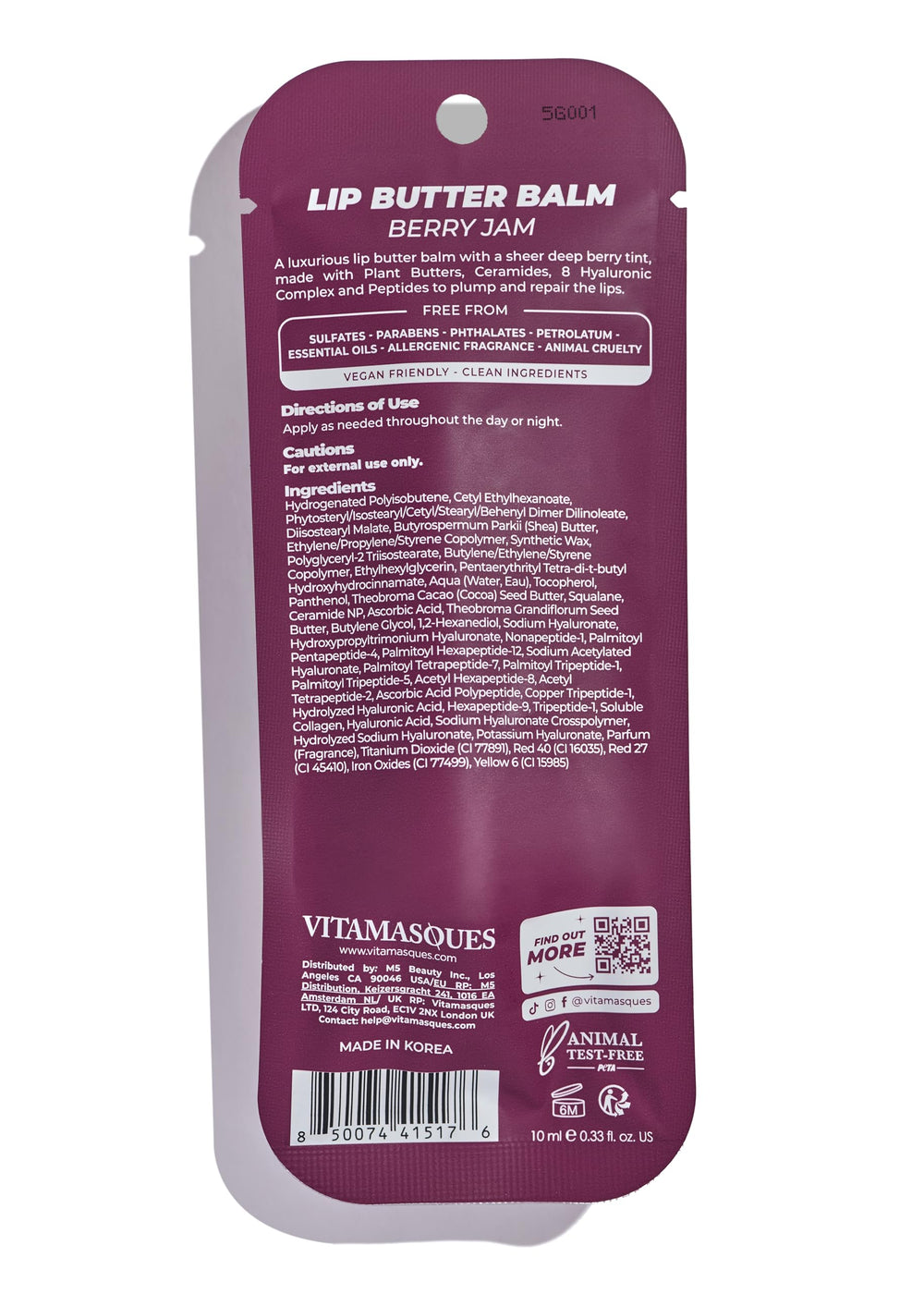 Vitamasques bálsamo labial acabado natural para labios hidratados