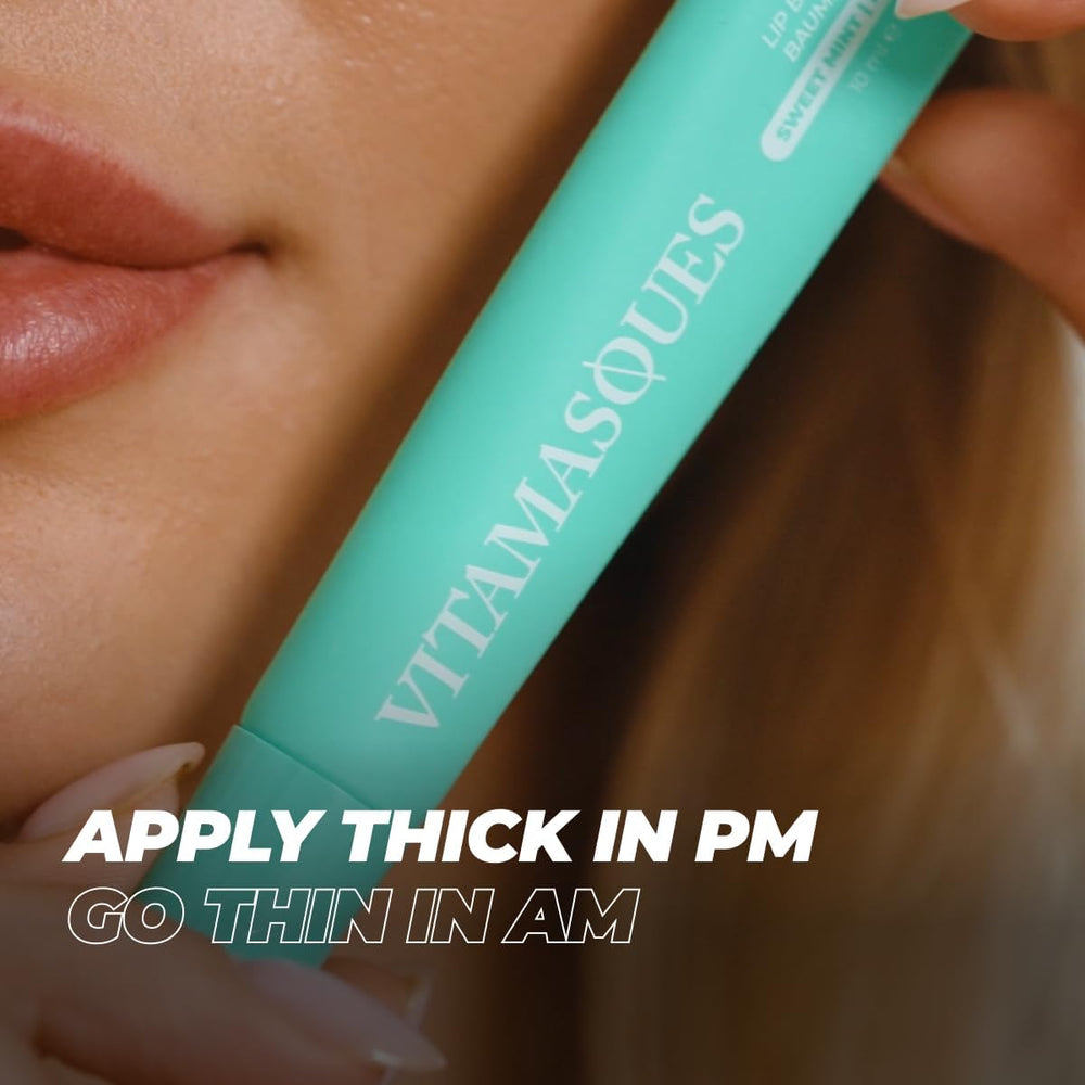 Vitamasques Bálsamo Labial Menta Dulce, tinte suave y acabado brillante.
