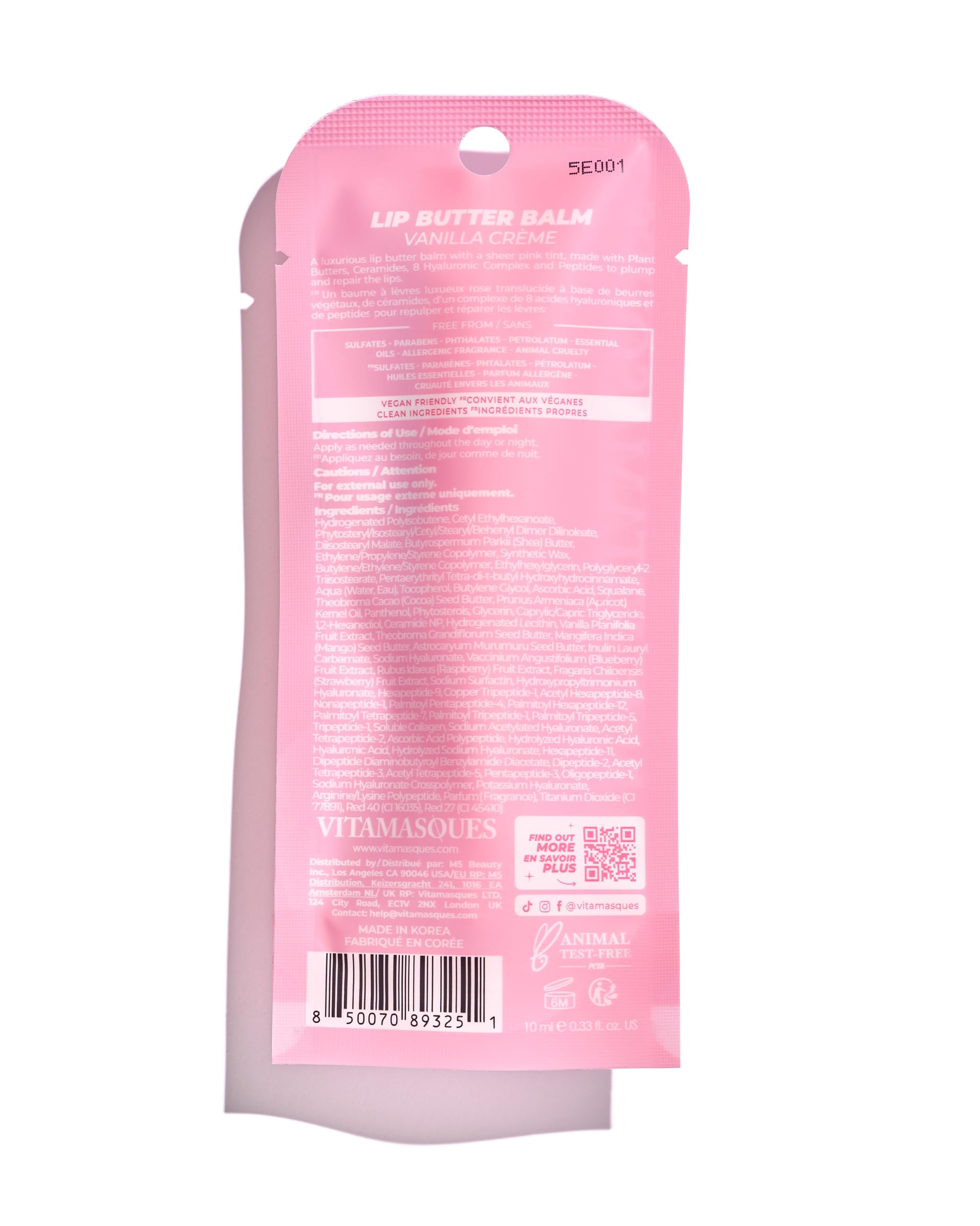 Presentación compacta de 9.8 ml de Vitamasques Lip Butter Balm.