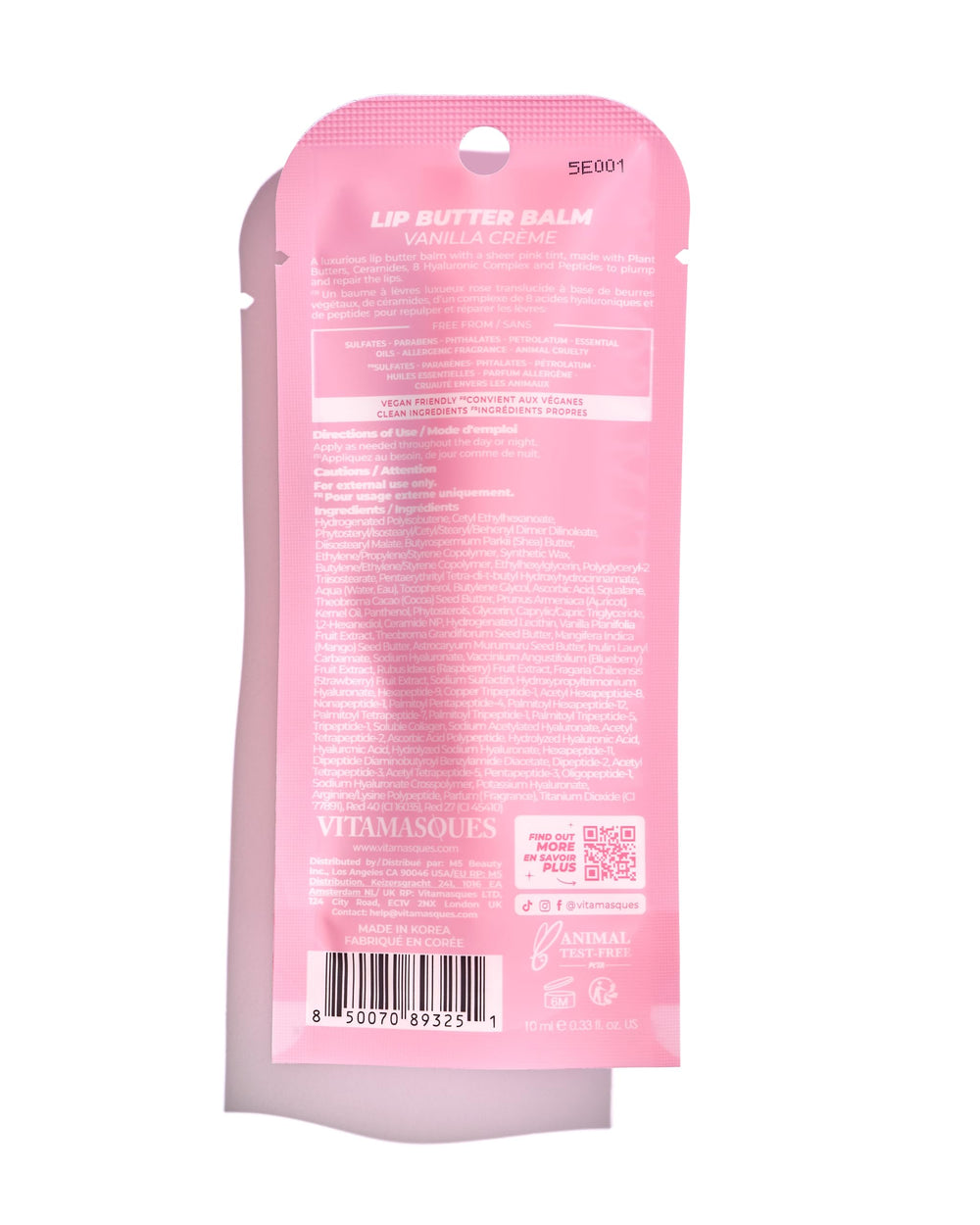 Presentación compacta de 9.8 ml de Vitamasques Lip Butter Balm.