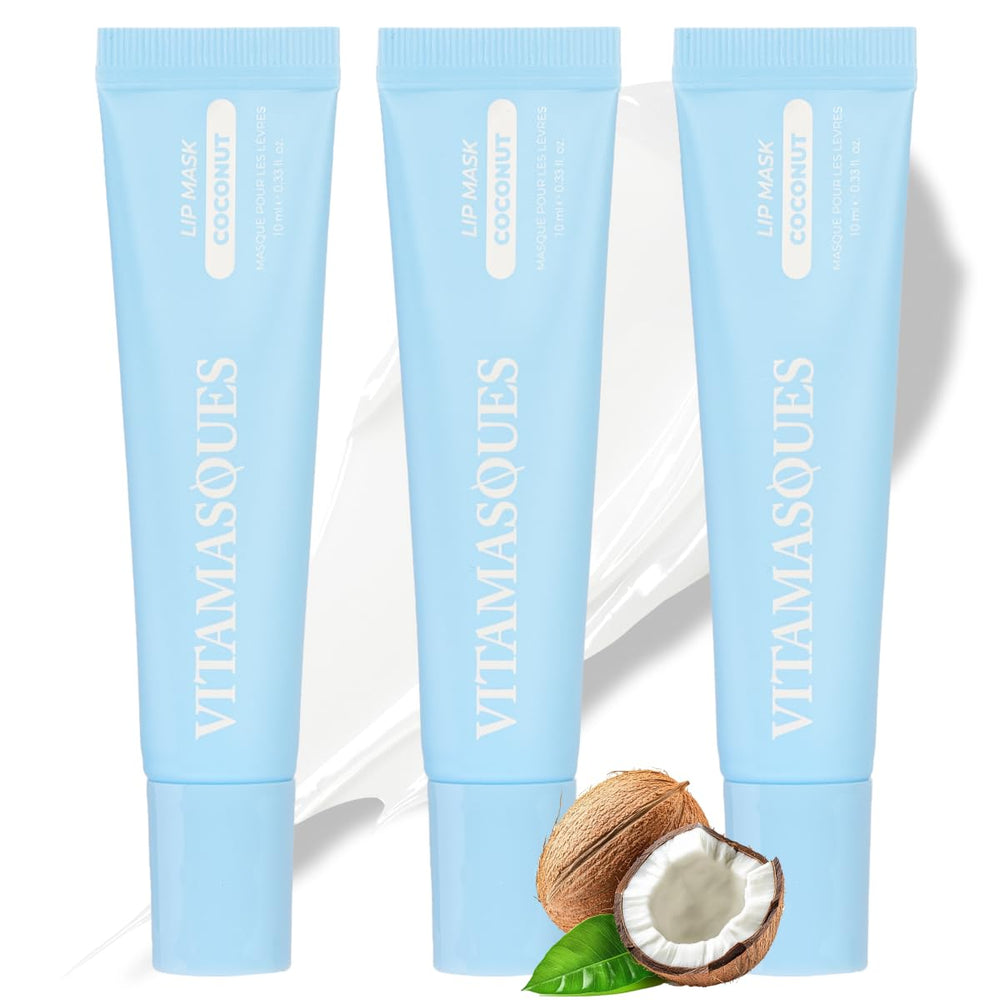 Vitamasques mascarilla labial nocturna con coco hidrata y suaviza los labios.