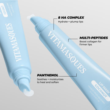 Conjunto de 3 tubos de mascarilla labial Vitamasques para cuidado nocturno.