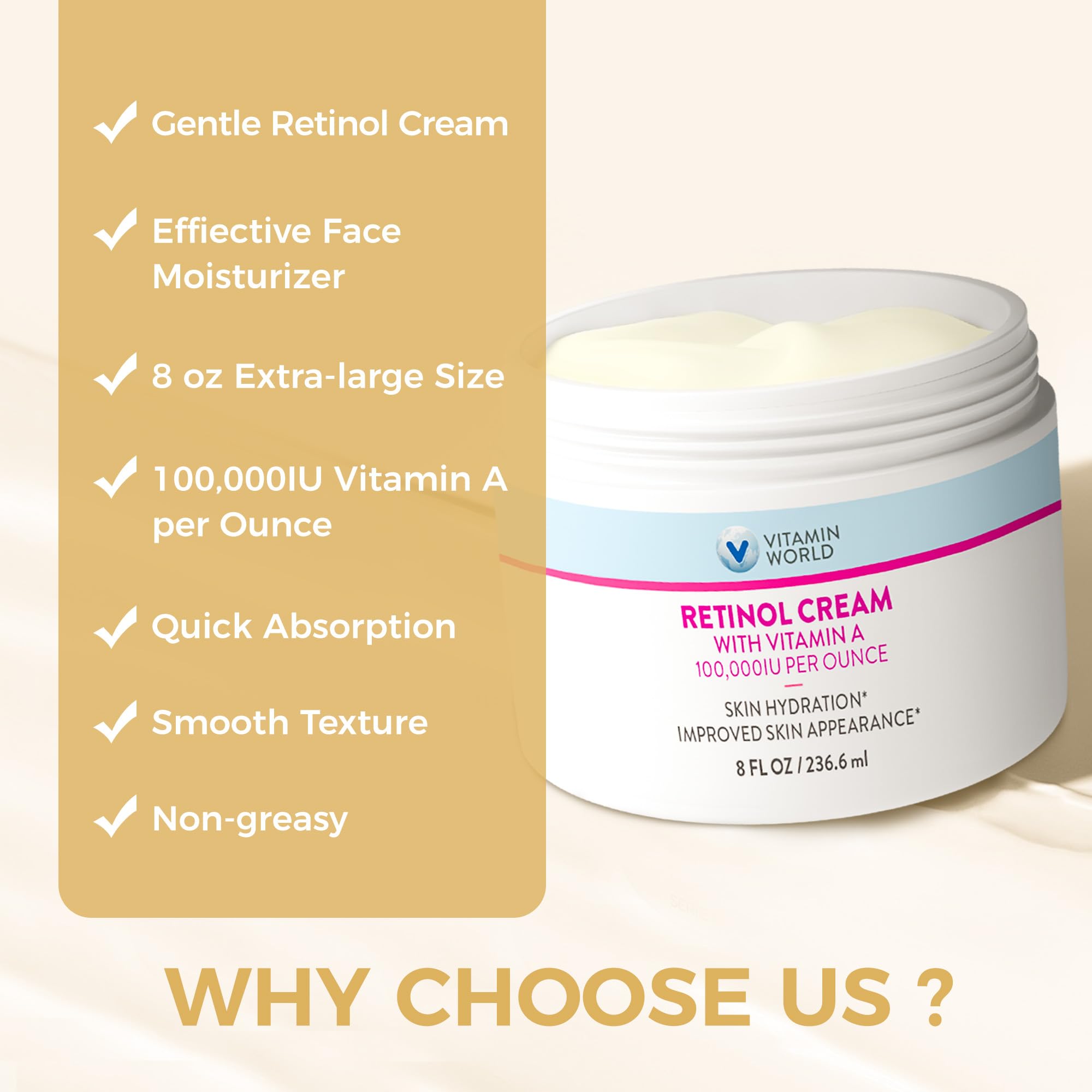 Vitamin World Envase de 8 oz con porción generosa para uso prolongado