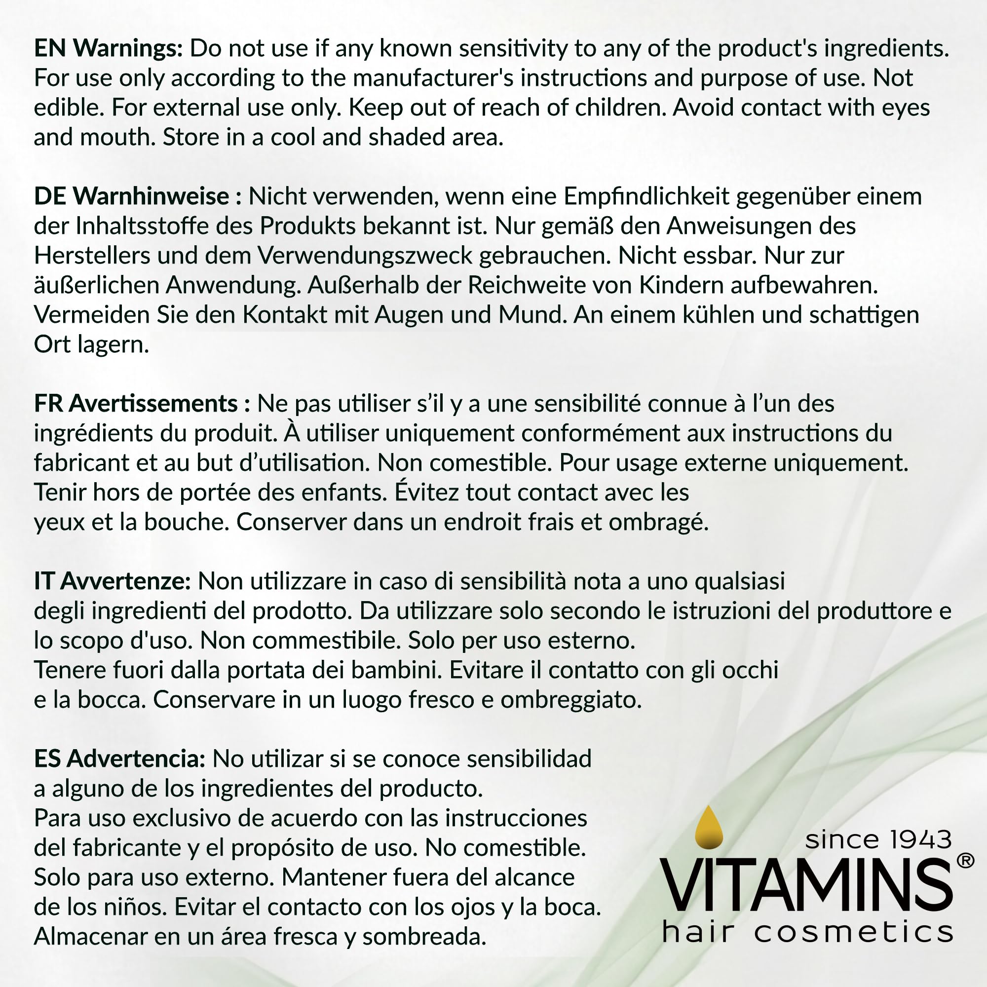 Cabello brillante tras uso del aceite de VITAMINS hair cosmetics