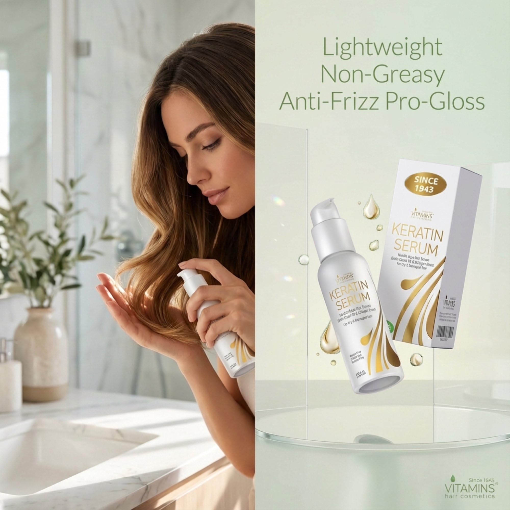 Rutina diaria de cuidado con VITAMINS hair cosmetics para brillo