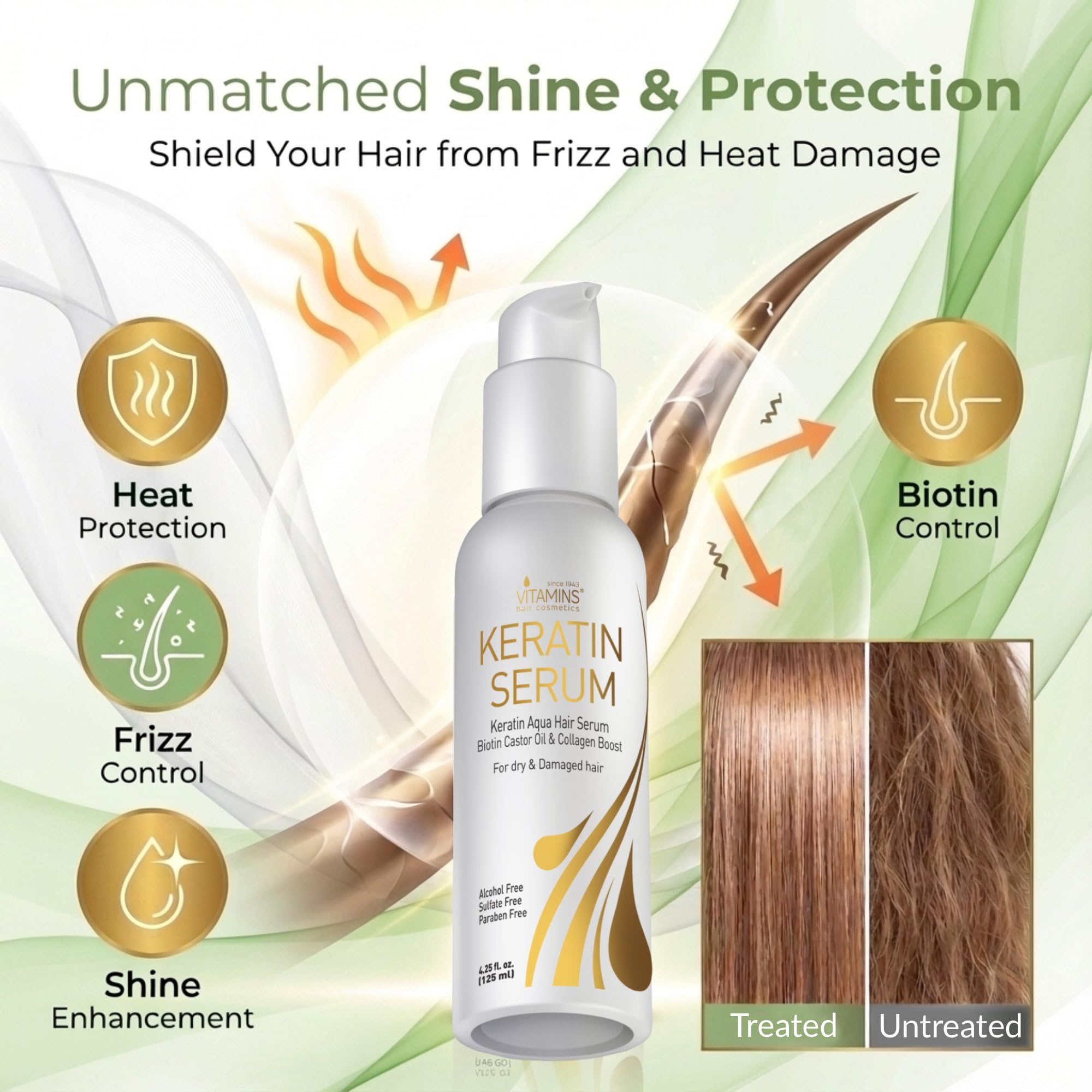 Protección de calor con VITAMINS hair cosmetics para peinado