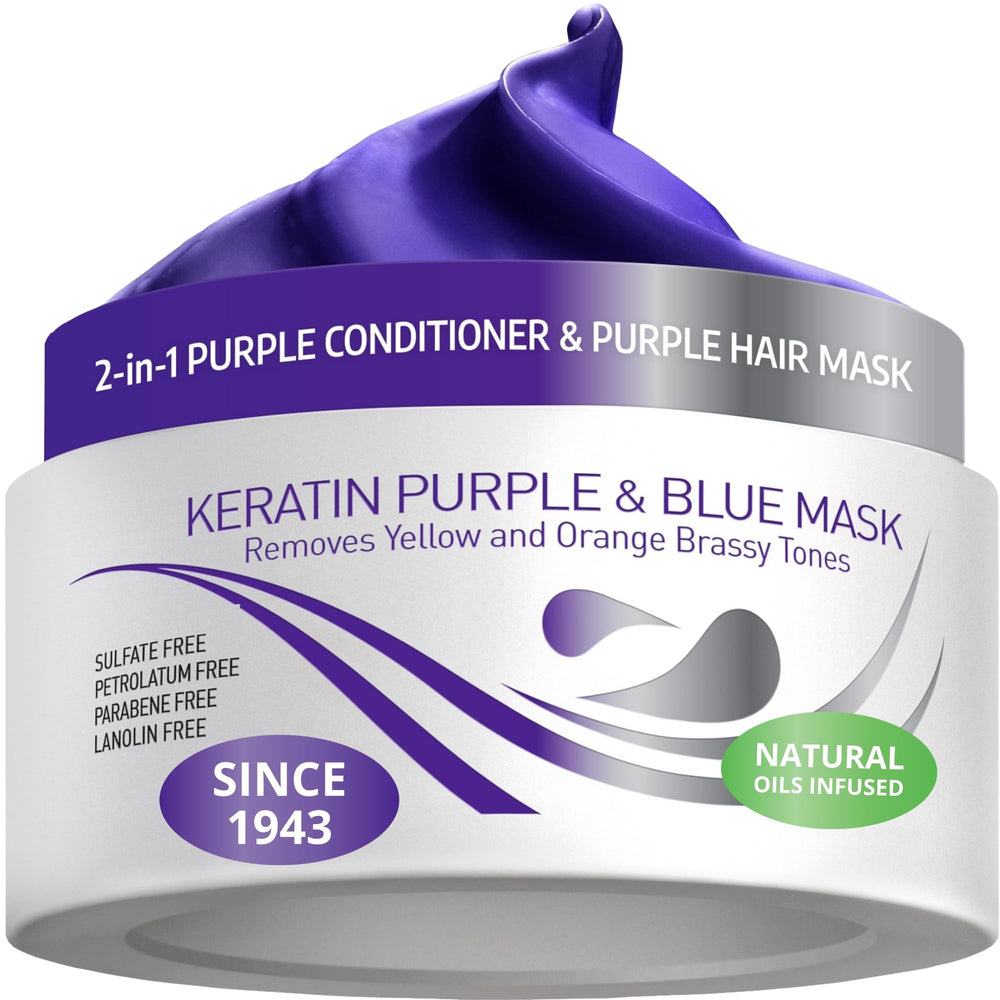 VITAMINS mascarilla morada con keratina neutraliza amarillamiento y deja tono más frío.