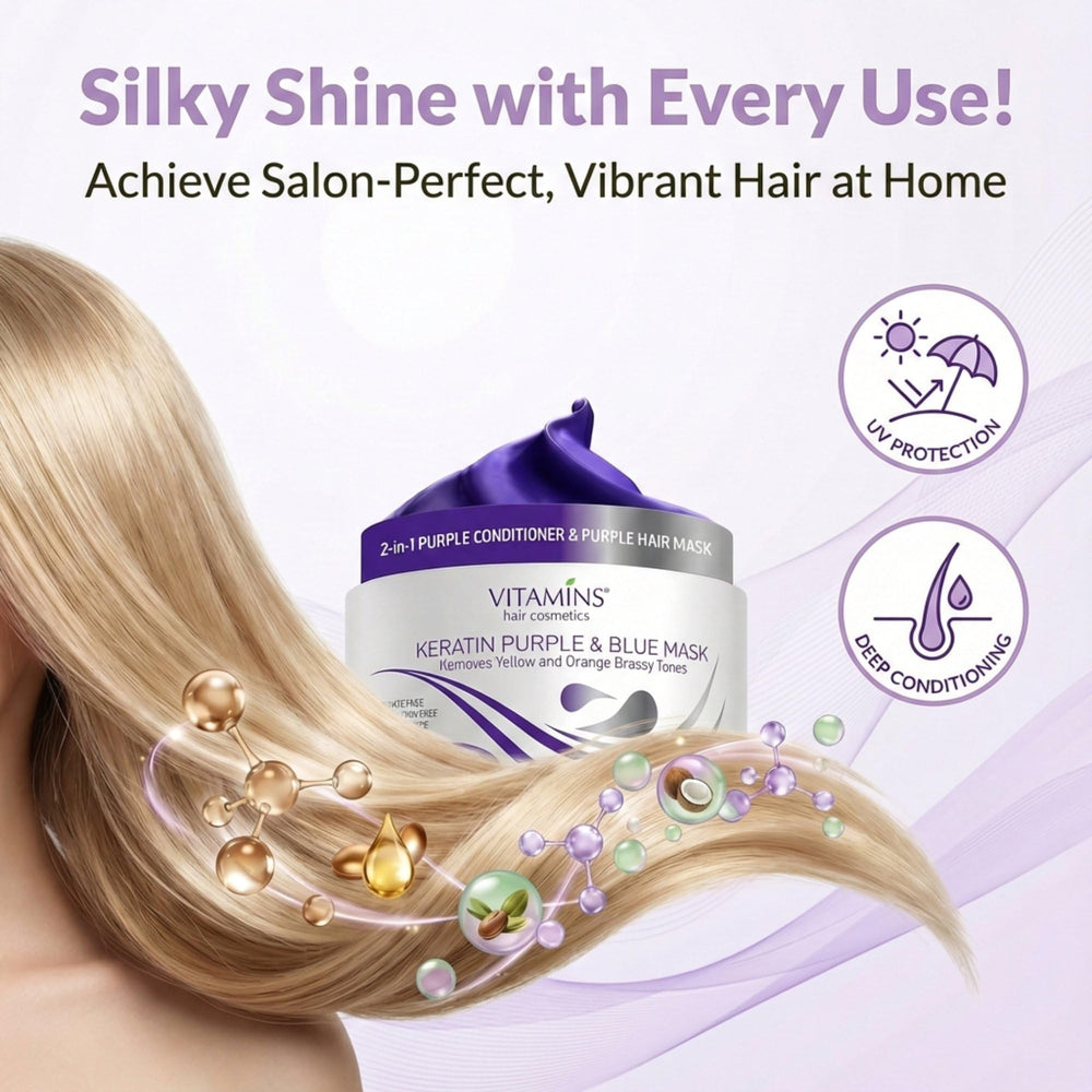VITAMINS tratamiento profundo con keratina nutre y fortalece el cabello.
