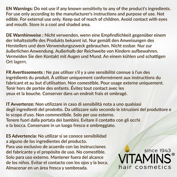 VITAMINS hidratación profunda para cabello seco y dañado.