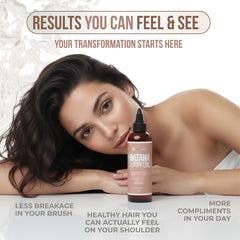 Vitamo Batana Oil hair strand close-up suggests detangling and shine