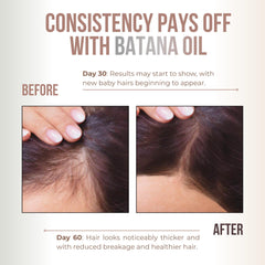 Vitamo Batana Oil liquid glistening demonstrates lightweight hydration for all hair types