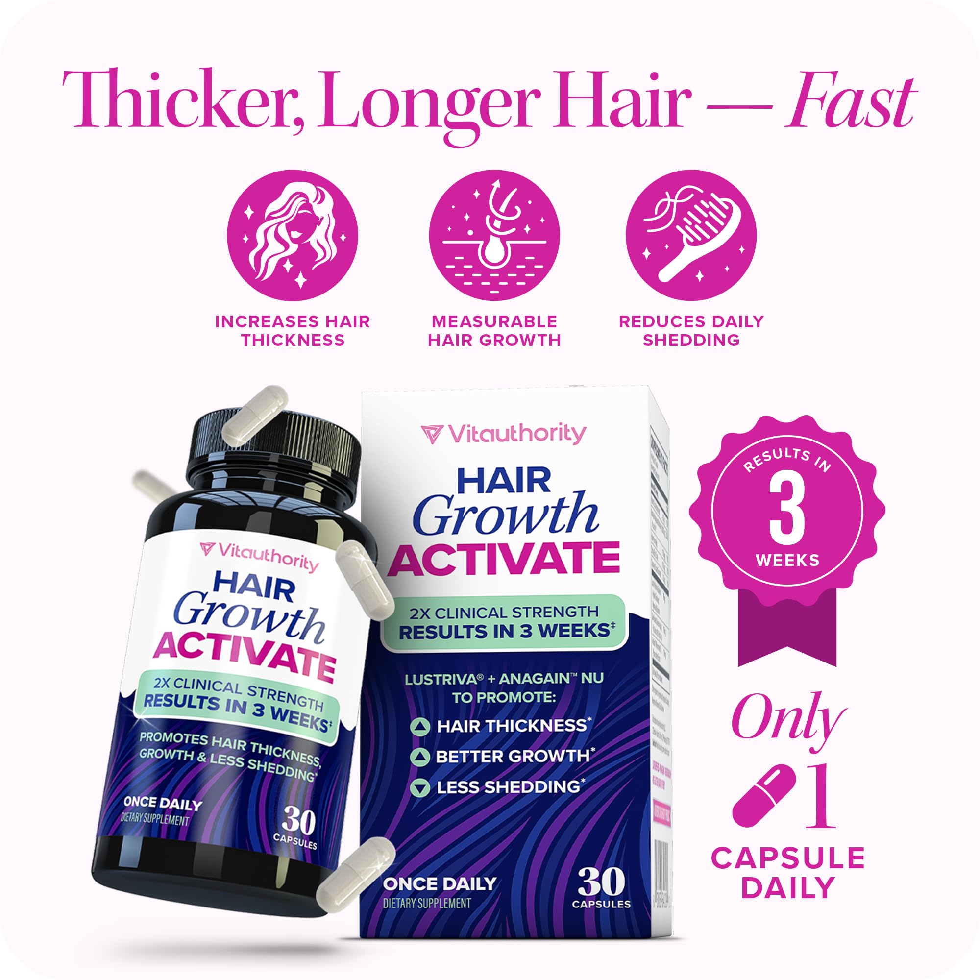 Lustriva Vitauthority: composición nutricional que apoya el cabello desde dentro.