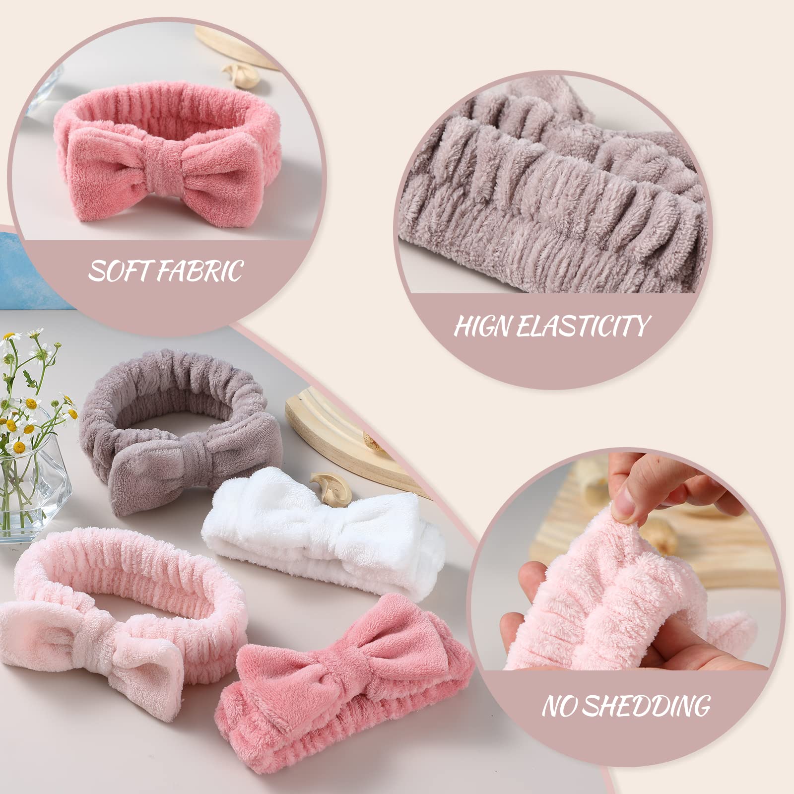 Diadema VITEVER spa lazo rosa claro, perfecta para yoga y spa en casa