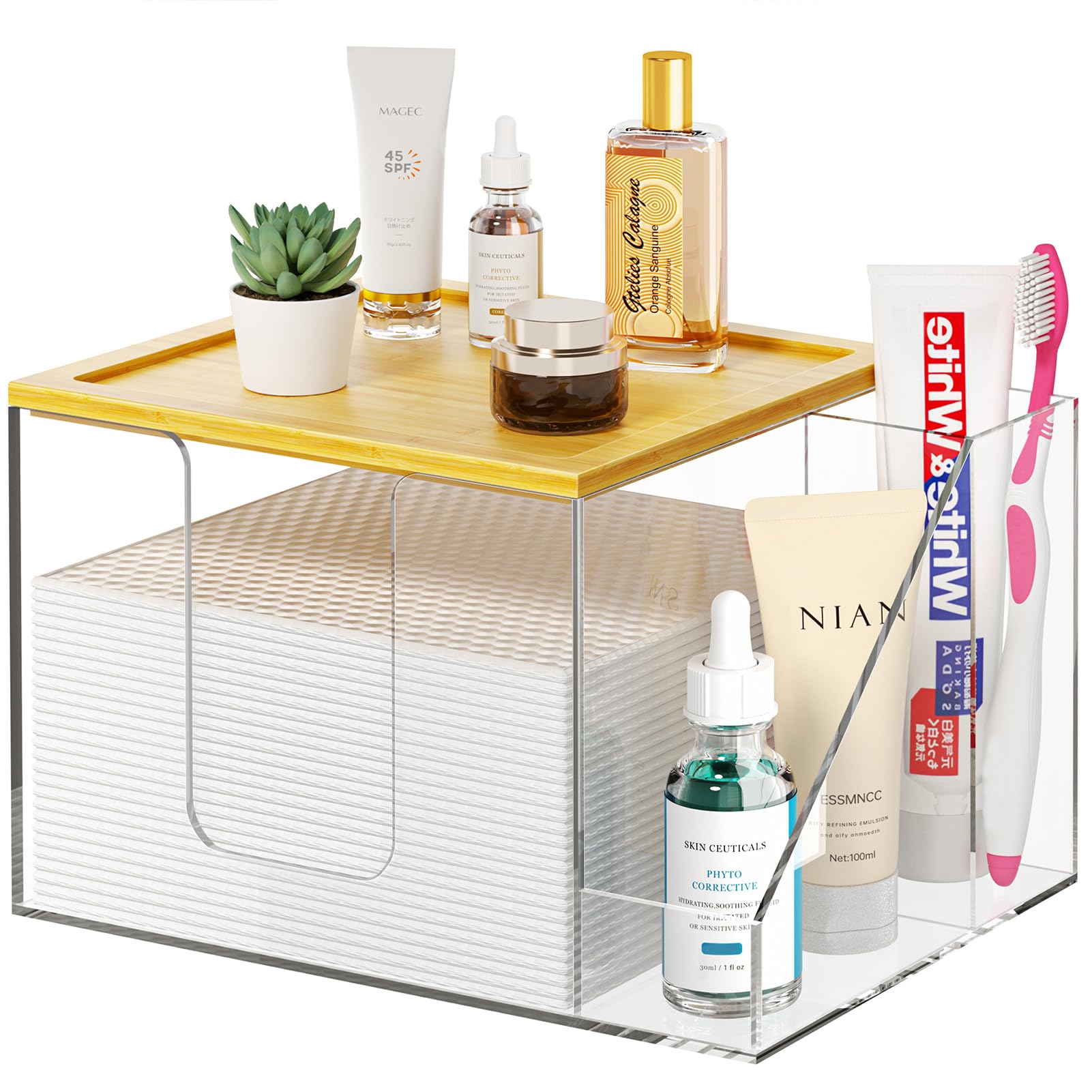 VITVITI caja porta-toallas desechables acrilico para ahorro de espacio en el baño.