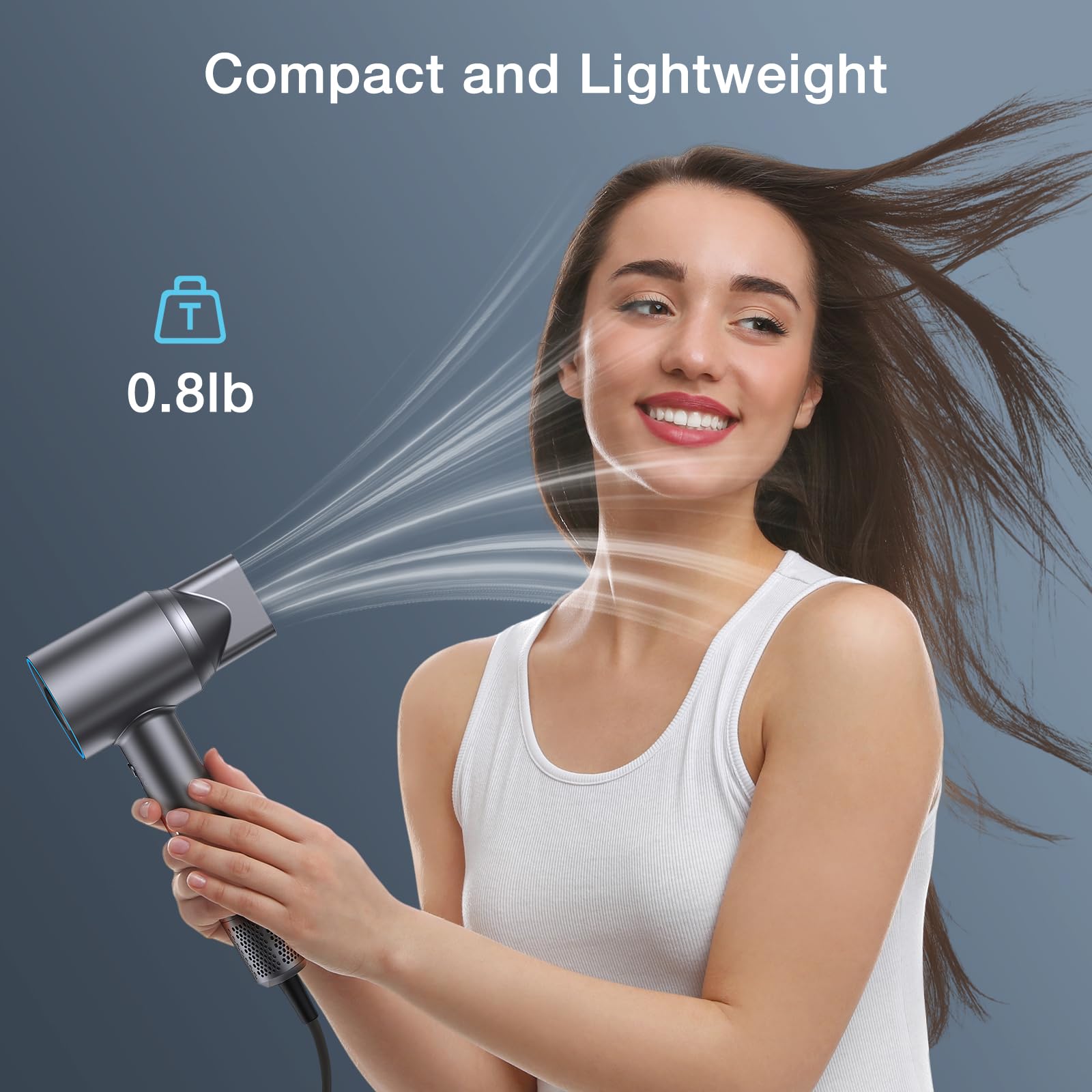 VivaEase secador cabello uso domestico: diseño compacto para viaje y uso diario.