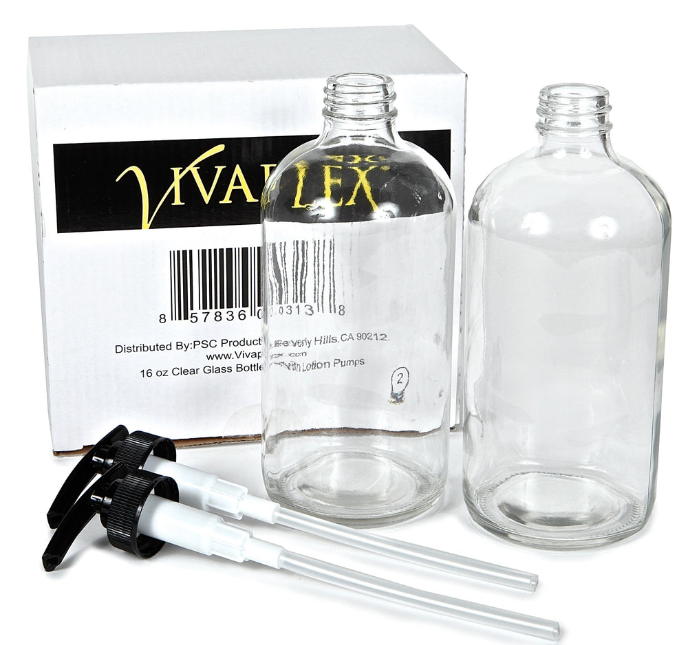 Botella Vivaplex de vidrio claro permite ver el contenido con facilidad.