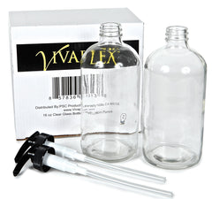 Botella Vivaplex de vidrio claro permite ver el contenido con facilidad.