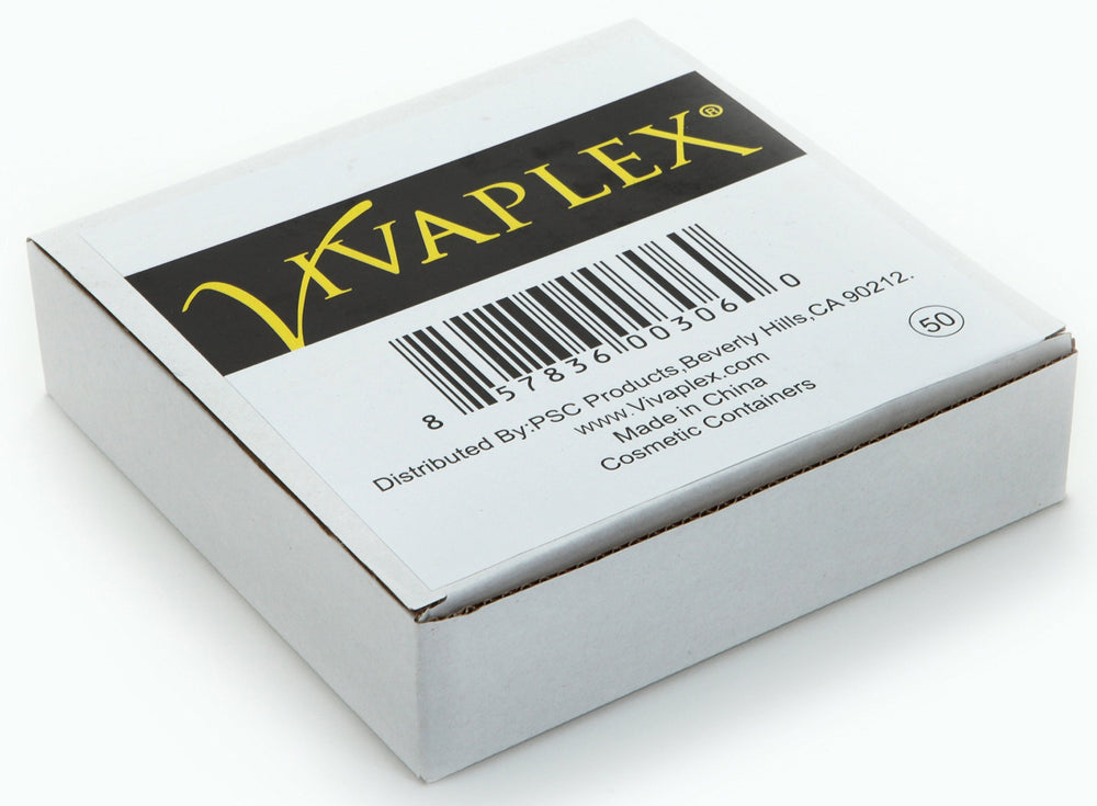 Vivaplex jarras con tapa rosca, apilables y seguras para organizar cosméticos.