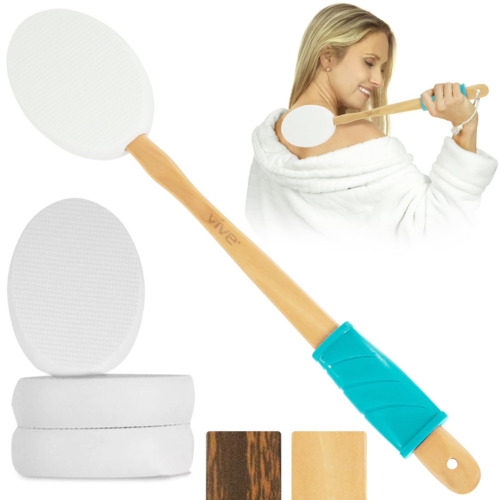 Vive aplicador de loción para espalda y pies con mango largo para cobertura uniforme