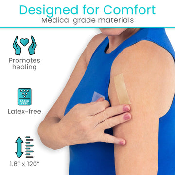 ViveCare: cinta de silicona suave, adhesivo fuerte pero amable con la piel.