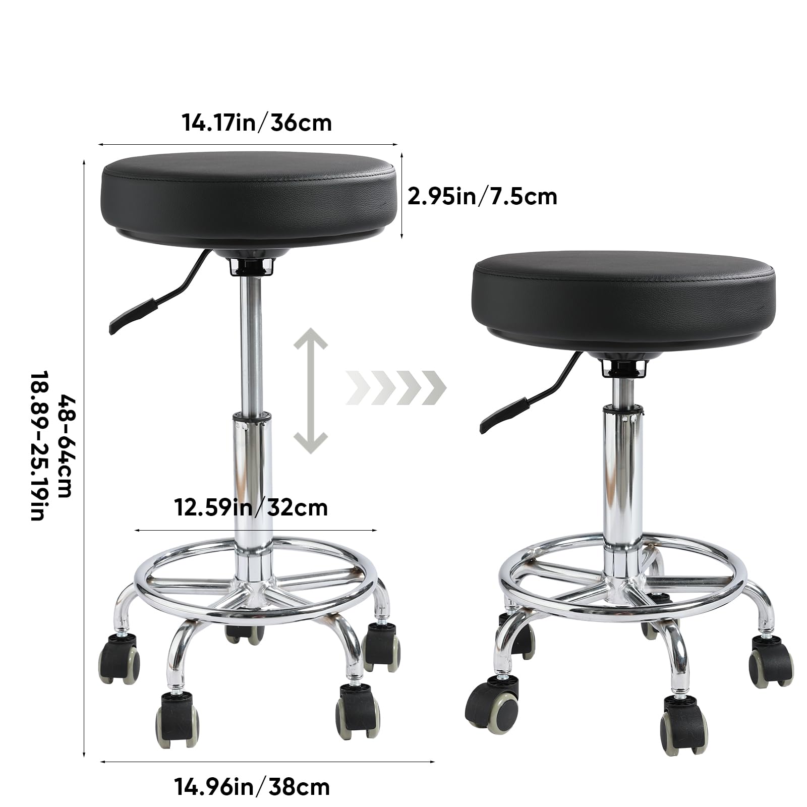 Ruedas silenciosas de uso profesional en la silla Viviange para entorno laboral.
