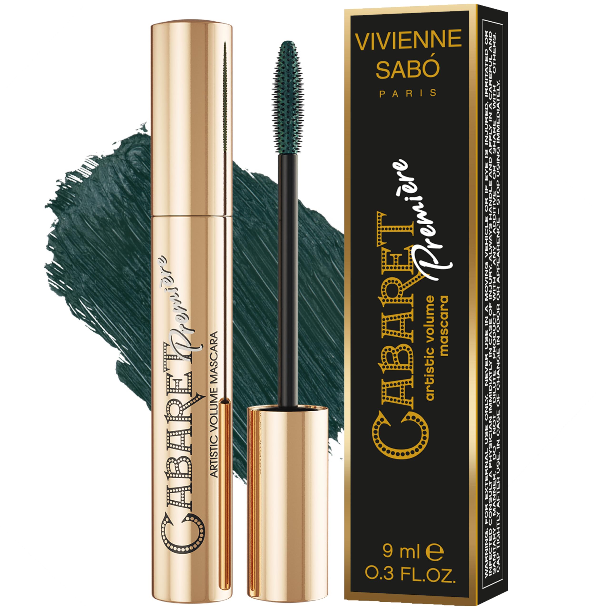 Vivienne Sabó Cabaret Premiere Máscara Verde, envase elegante para una aplicación suave y agradable.