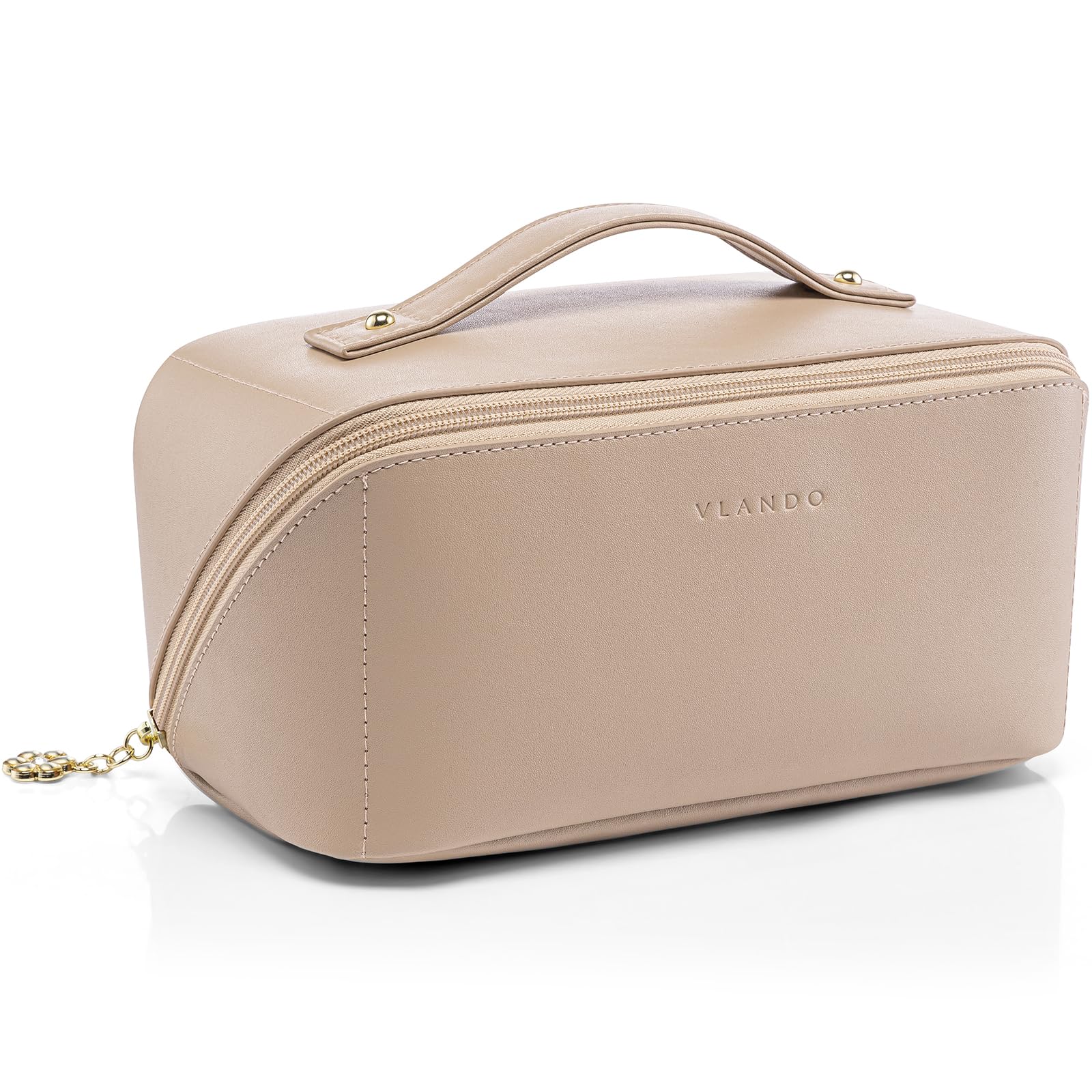 Vlando bolsa maquillaje gran capacidad frente para organizar cosméticos y accesorios