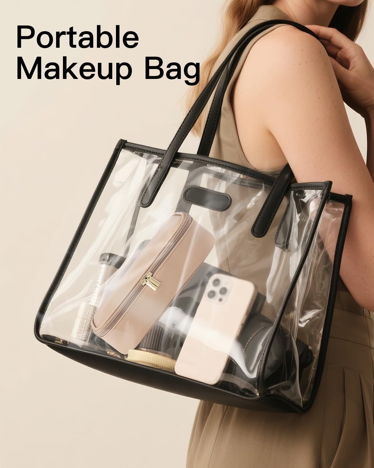 Vlando bolsa maquillaje de viaje, material sintético suave y duradero.