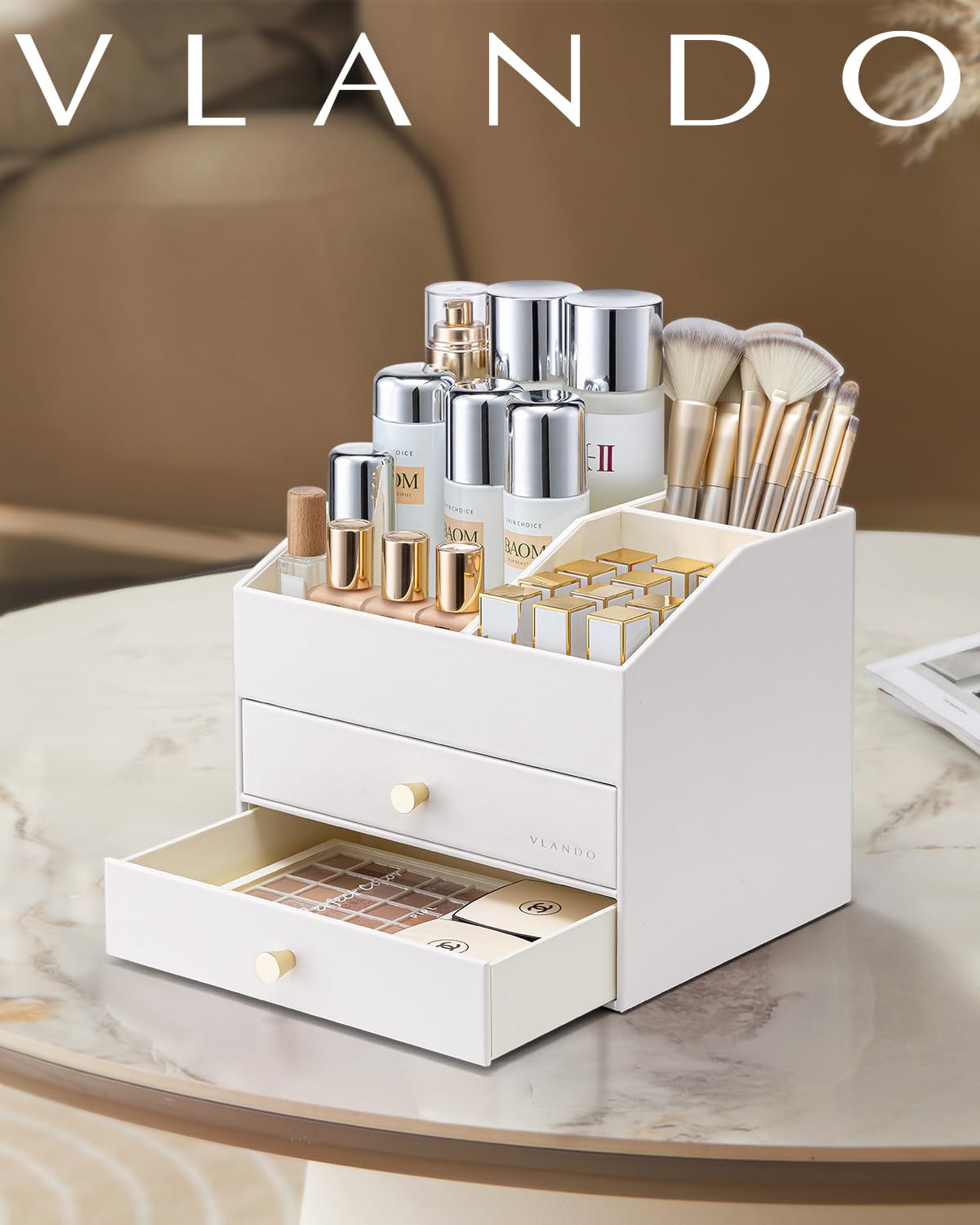 Vlando design chic pour coiffeuse et espace maquillage.