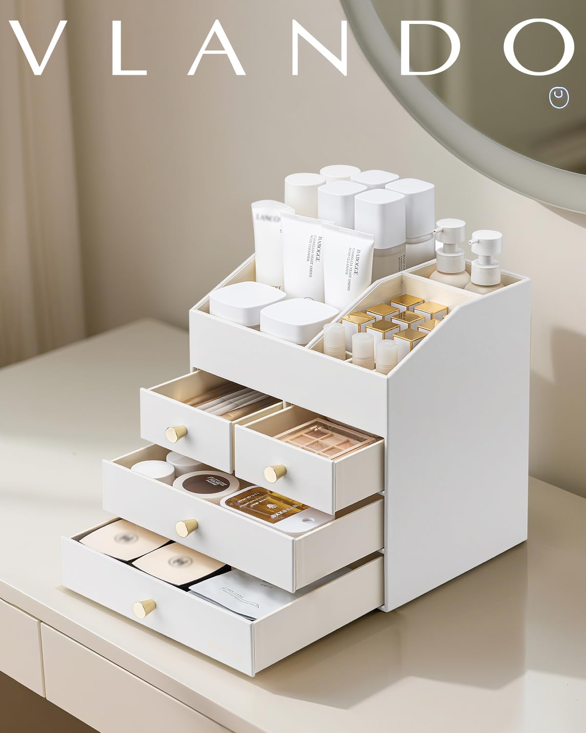 Vlando solución de almacenamiento para ordenar herramientas de maquillaje.