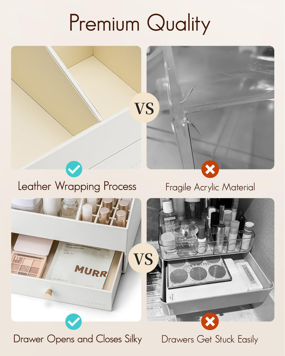 Vlando Organizador de maquillaje regalo perfecto, práctico y chic