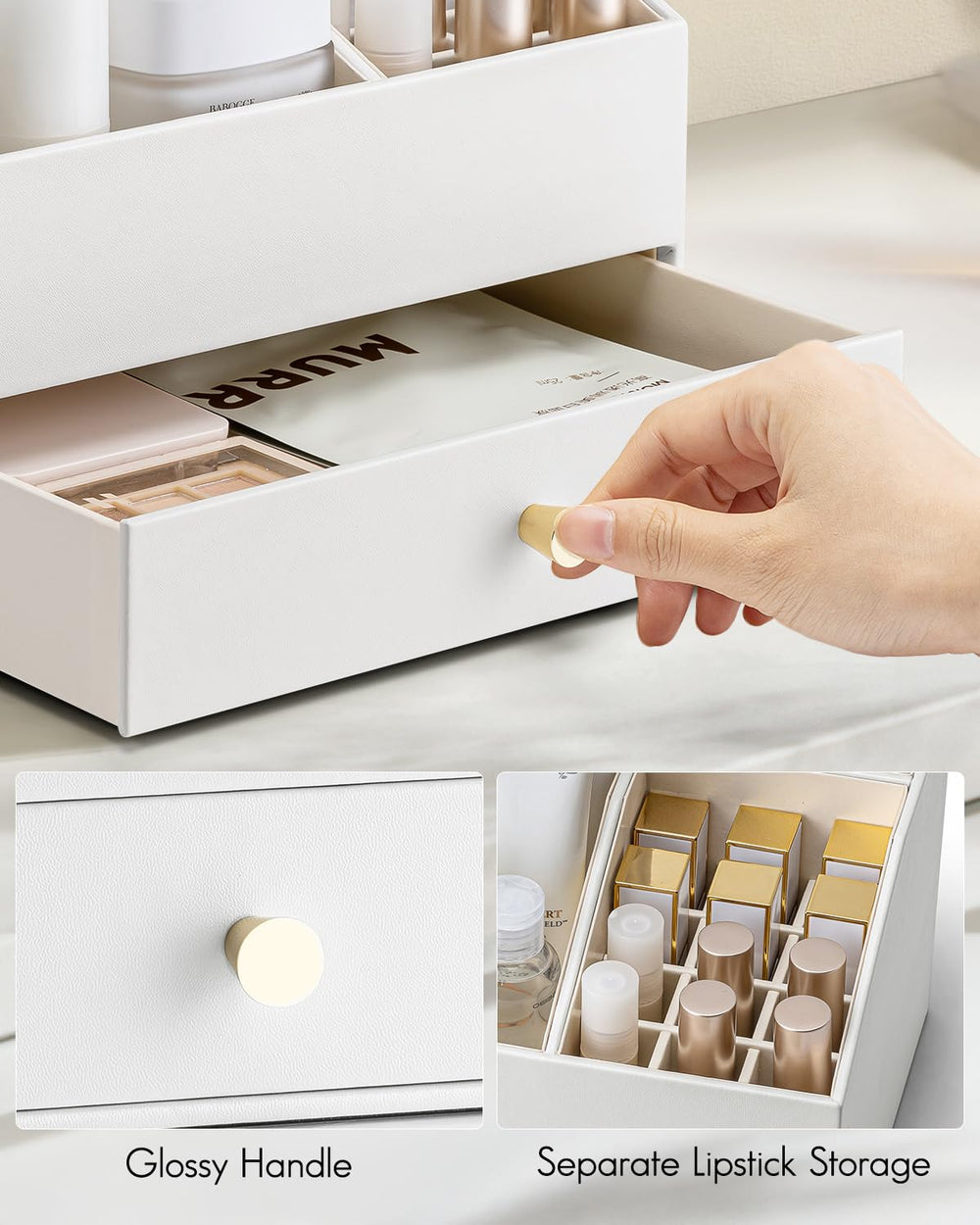 Vlando Organizador de maquillaje uso en dormitorio para un tocador elegante