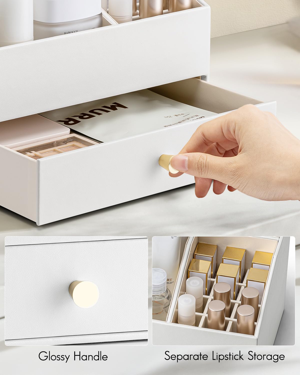 Vlando Organizador de maquillaje uso en dormitorio para un tocador elegante