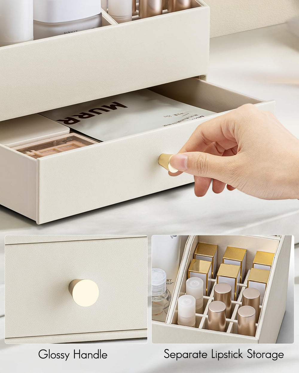 Vlando Pinceles ordenados en espacio dedicado para facilitar maquillaje