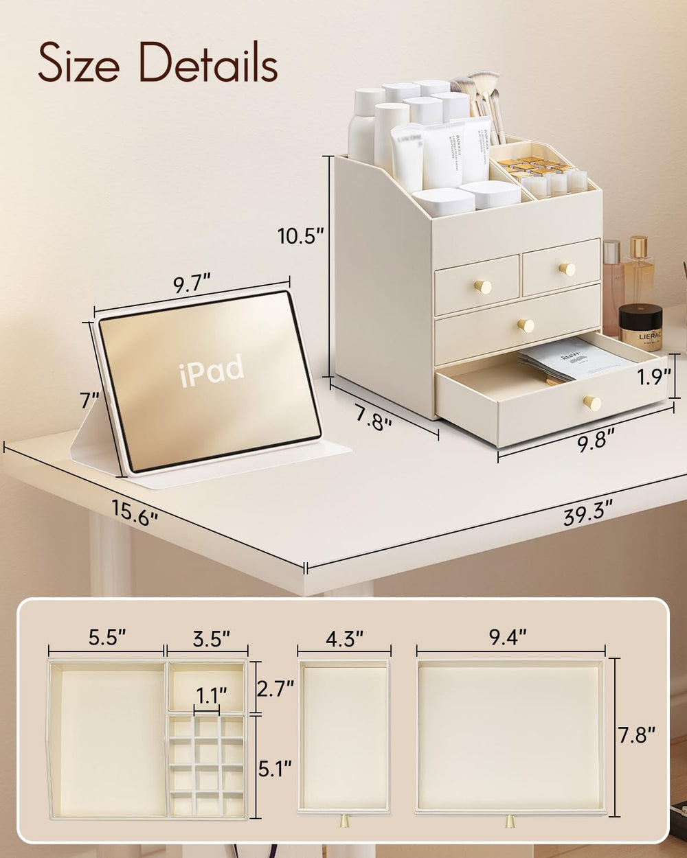 Vlando soporte desmontable para labiales ordenados y visibles.