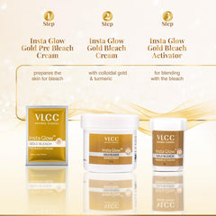 VLCC Insta Gold Bleach aplicación rápida con dosificador práctico