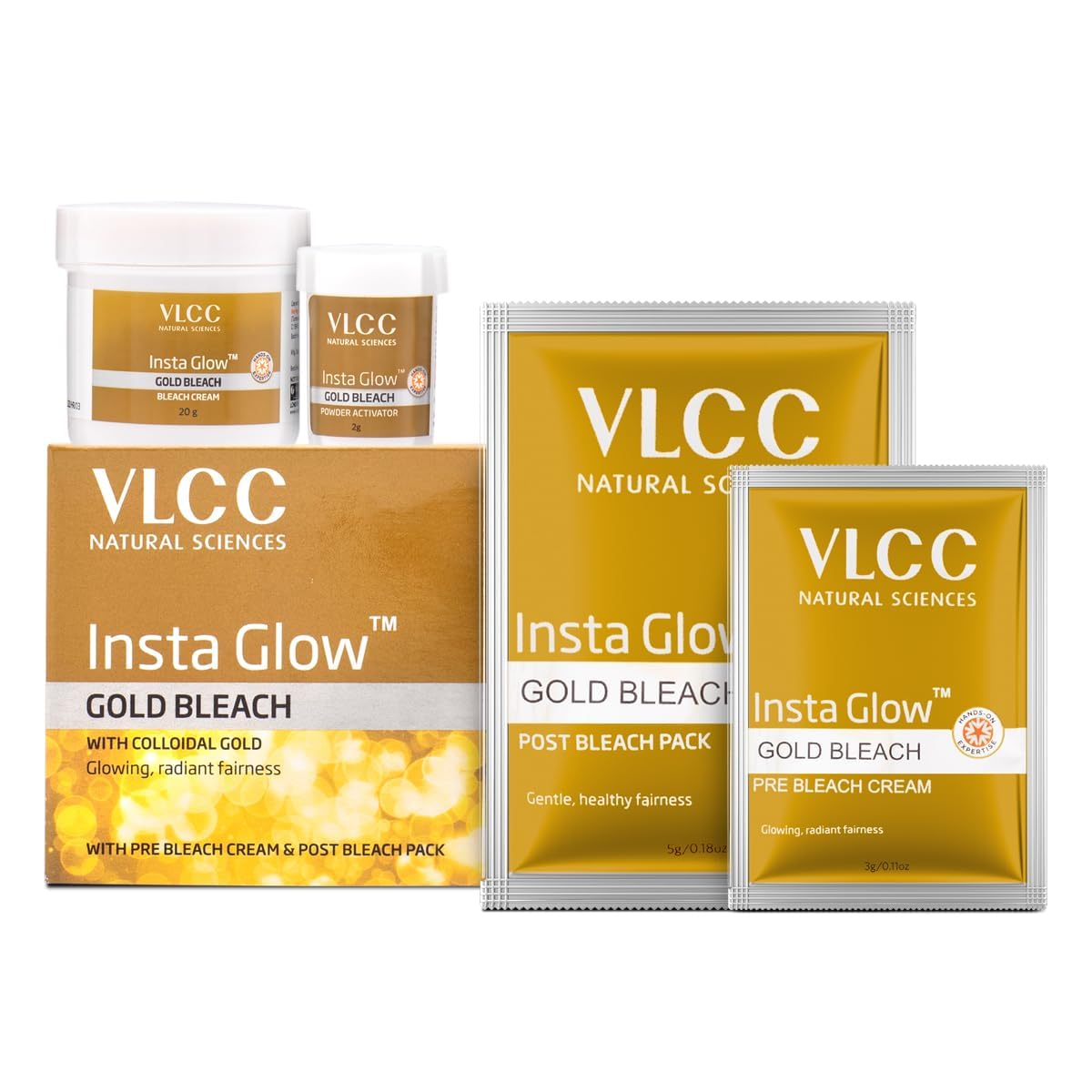 VLCC Insta Gold Bleach textura cremosa para aplicación suave