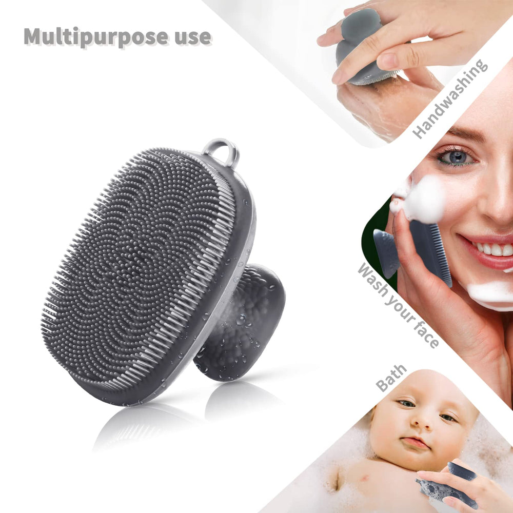 VWMYQ cepillo facial silicona gris, mango antideslizante para uso cómodo.