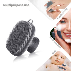 VWMYQ cepillo facial silicona gris, mango antideslizante para uso cómodo.