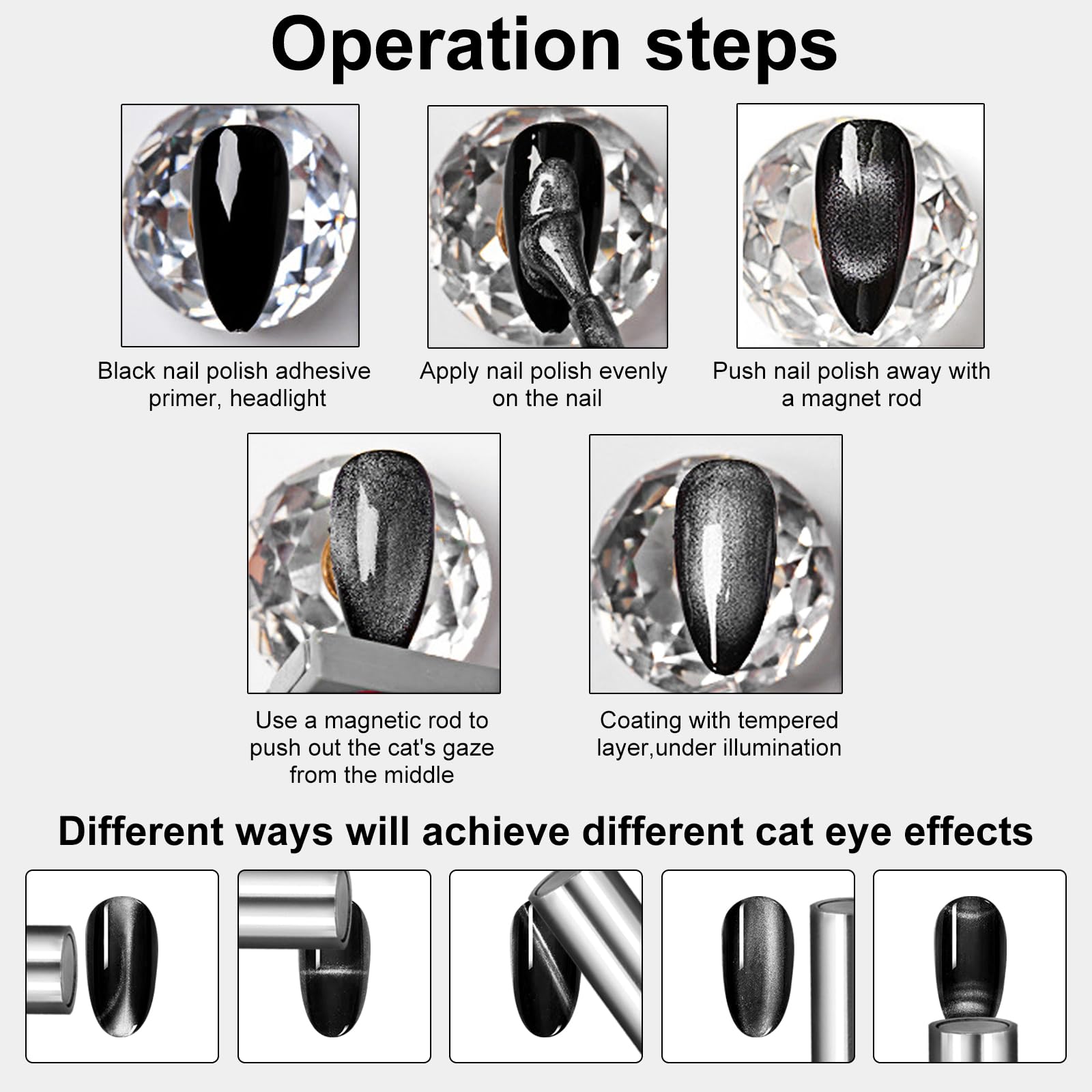 vnjaoi herramienta magnética para uñas, permite lograr efecto ojo de gato en segundos.